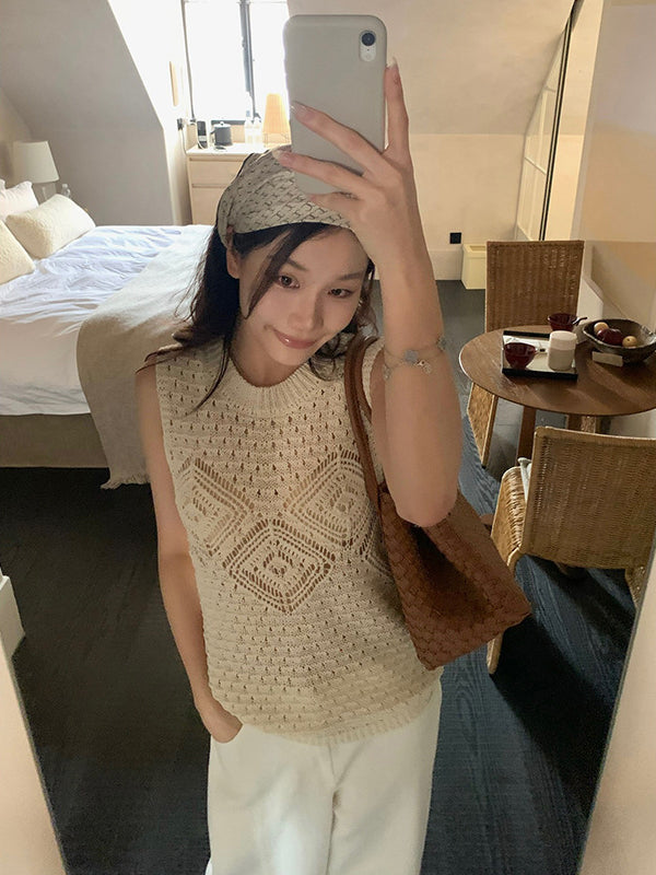 Hollow Crochet Knit Vest R31166