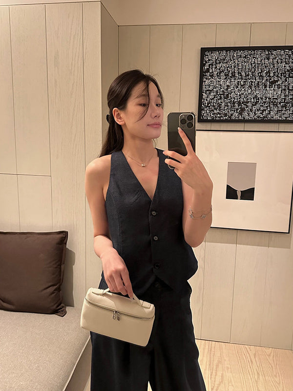 V-neck Vest & Wide-leg Pants Set R31114