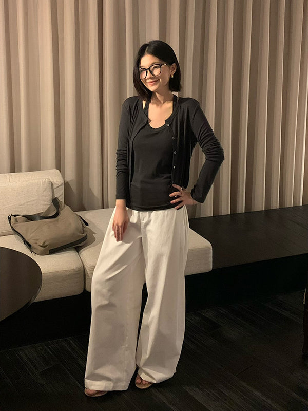 Side Pleat Design High-Waisted Slimming Jeans R31126