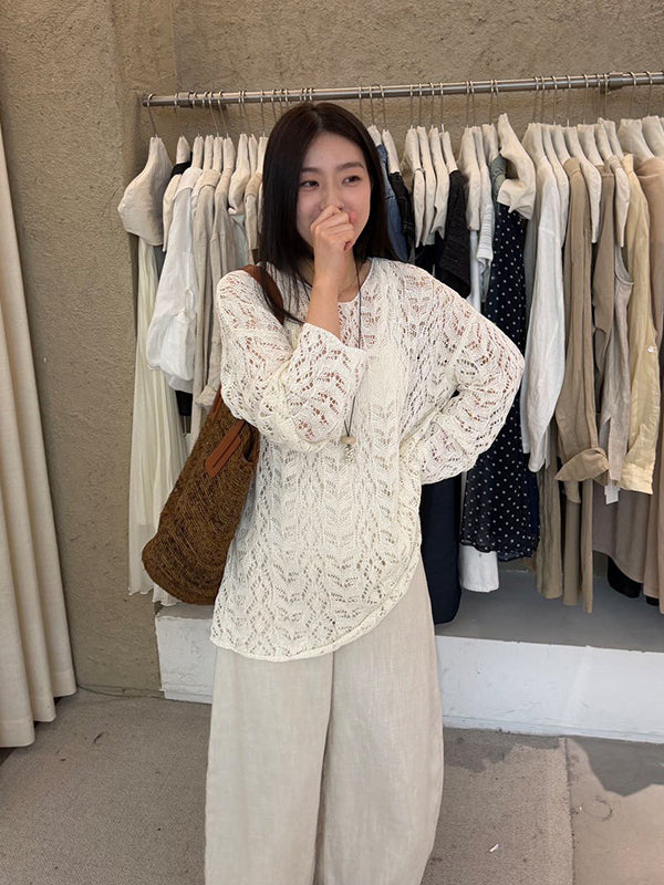 Loose Hollow Knit Cardigan R31184