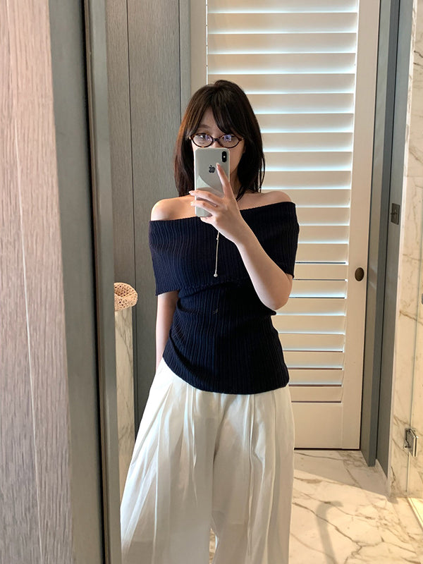 Off-Shoulder Wool Knit Top R31154