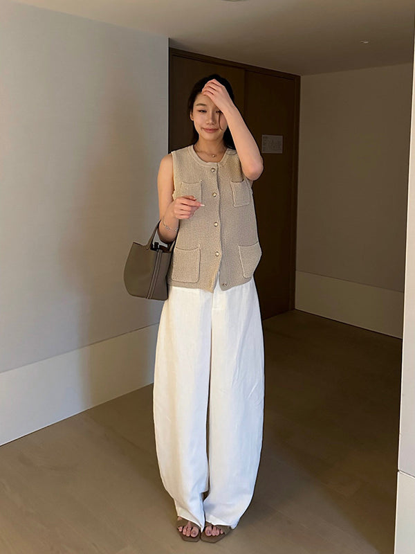 Buttoned Knit Vest R31173