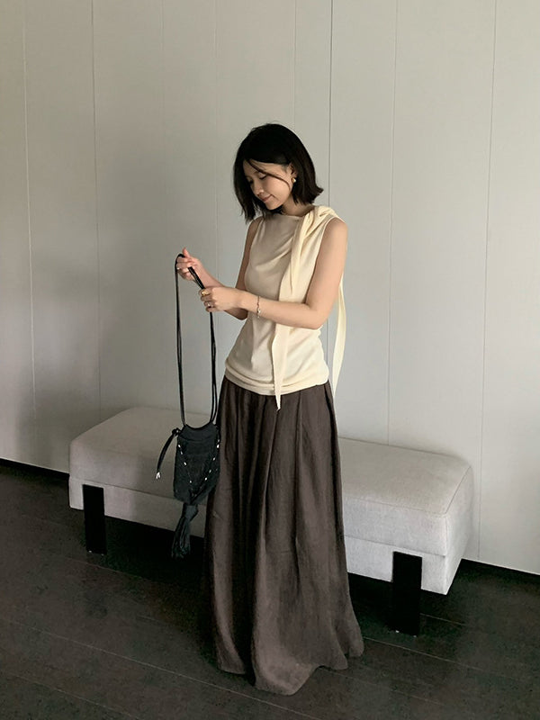 Linen Pleated Wide-Leg Pants R31146