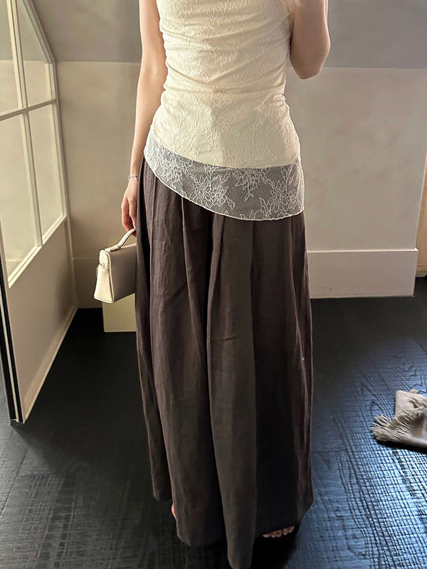 Linen Pleated Wide-Leg Pants R31146