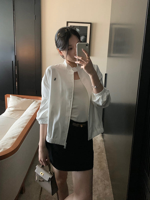 Embroidered Stand Collar Jacket R31138