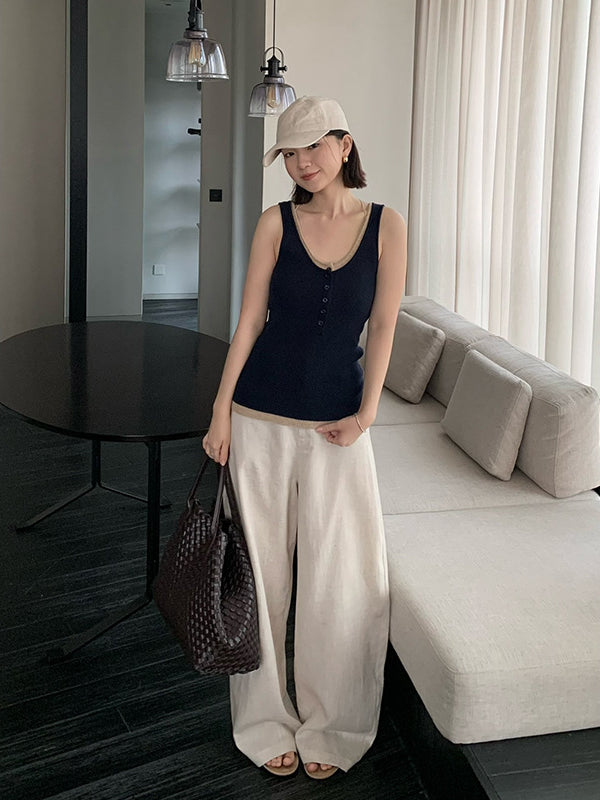 Color Block Fake Two-Piece Knit Vest R31176