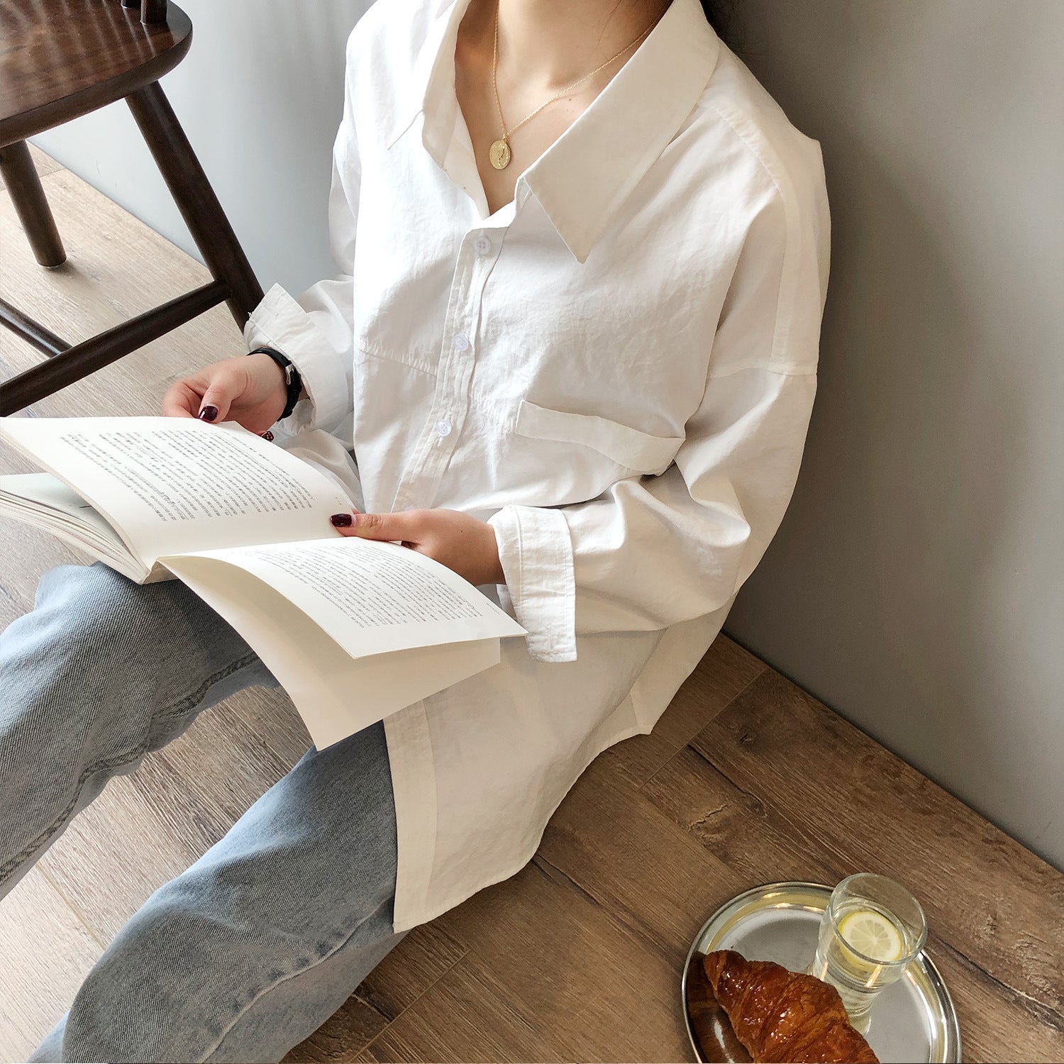 Silhouette Long-sleeved Vintage Shirt RH012990