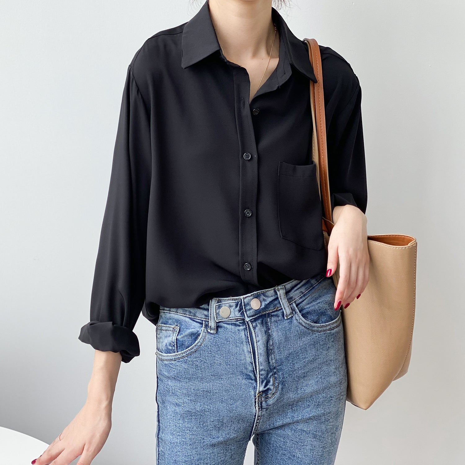 Solid Color Simple Lapel Shirt RH012984