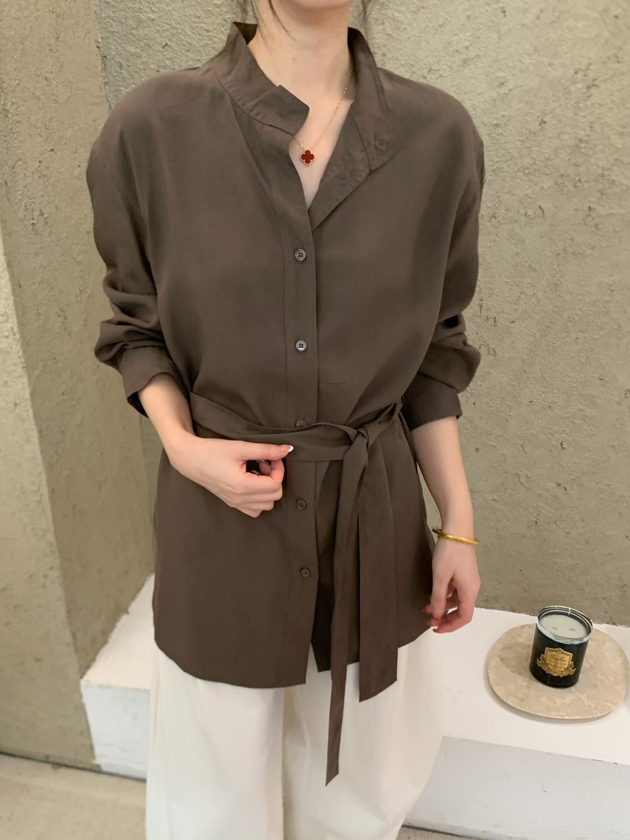 Belted Lapel Tencel Shirt R31163