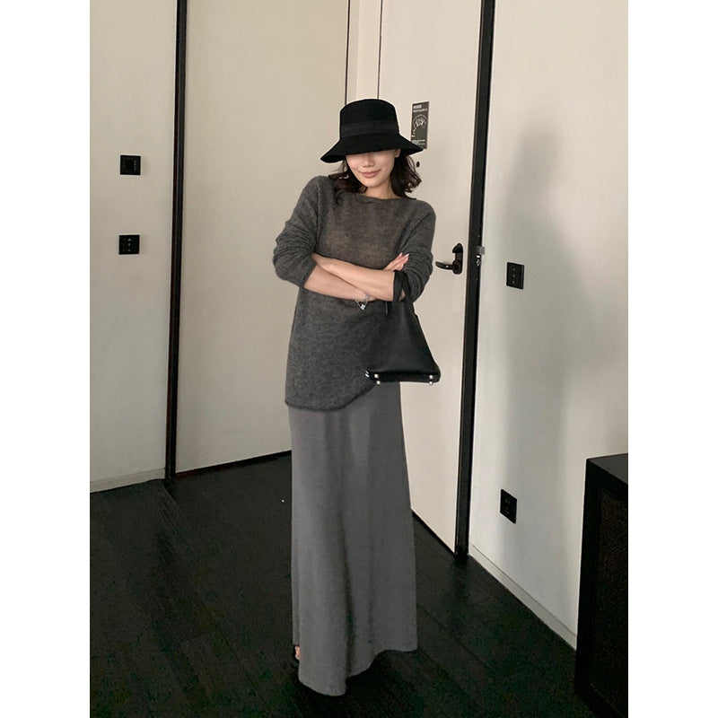 Mohair Round Neck Knit Top R31178