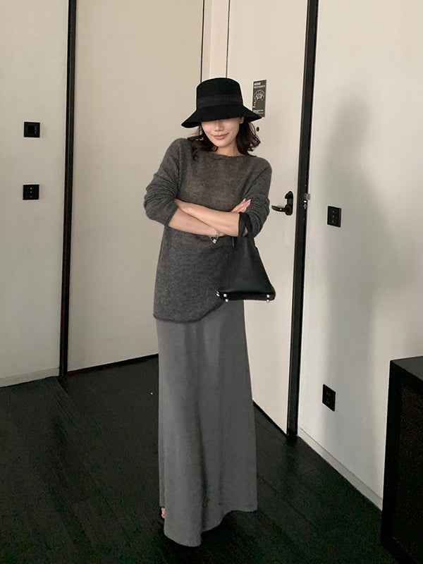 Mohair Round Neck Knit Top R31178