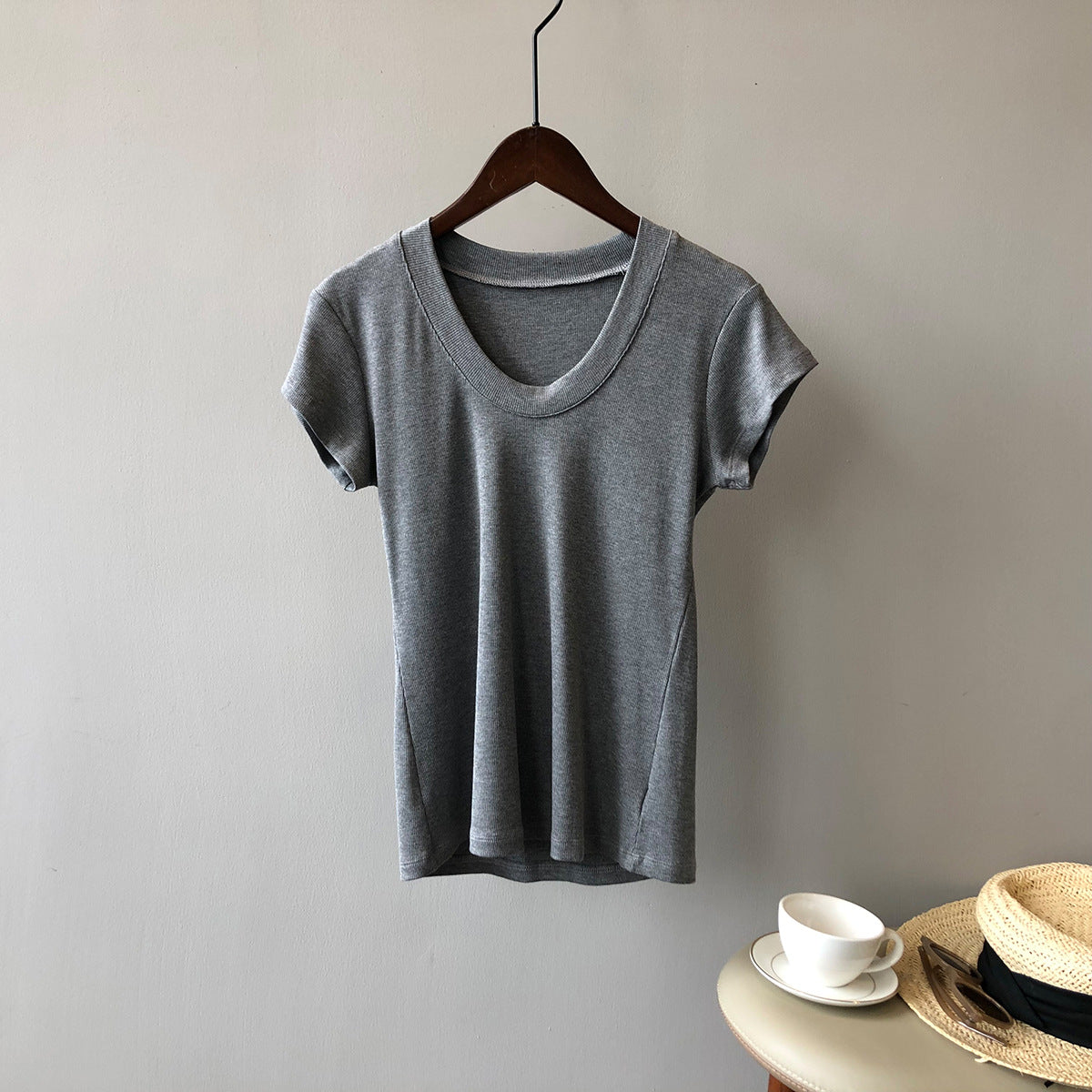 Solid Color Stretch T-shirt RH012956