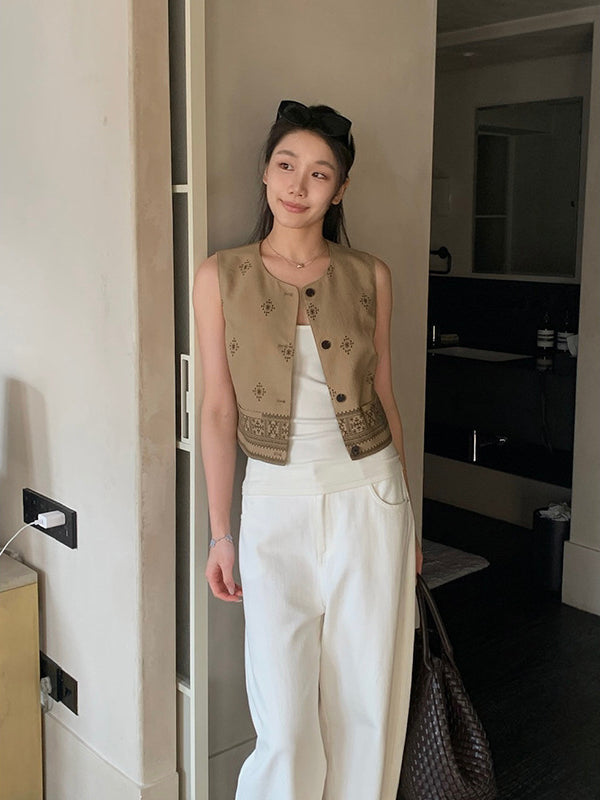 Retro Linen Vest Top R31186