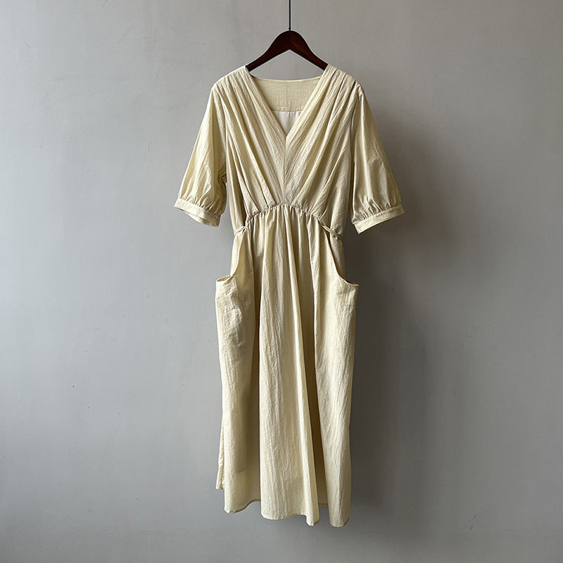 V-neck Pleated Dress RH013017