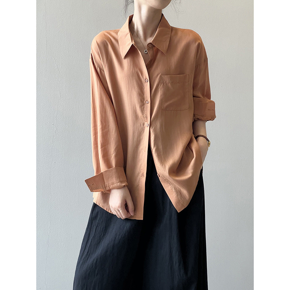 Tencel Shirt Long Sleeve Top RH012987