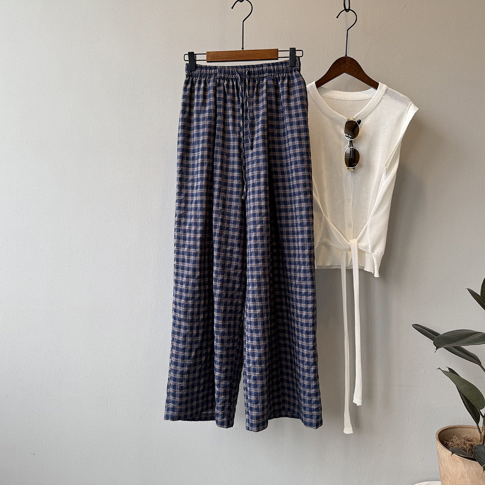 Vintage Plaid Wide-leg Pants RH013005