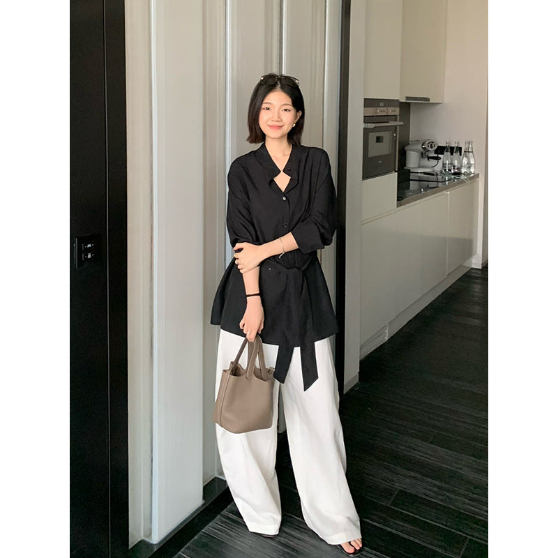 Belted Lapel Tencel Shirt R31163