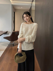 Tie Design Round Neck Loose Knit Top R31156