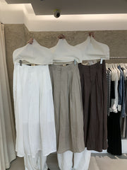 Linen Pleated Wide-Leg Pants R31146