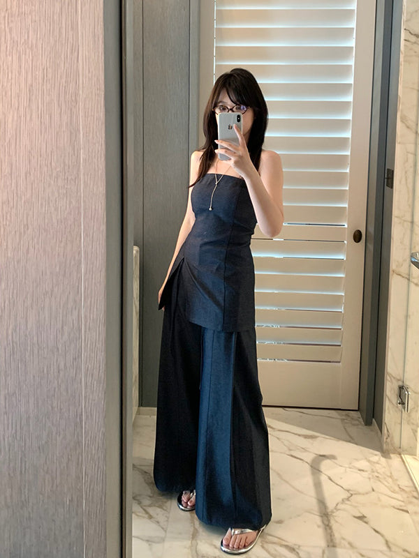 Smocked Camisole & Wide-leg Pants Set R31115