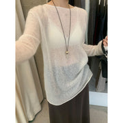 Mohair Round Neck Knit Top R31178