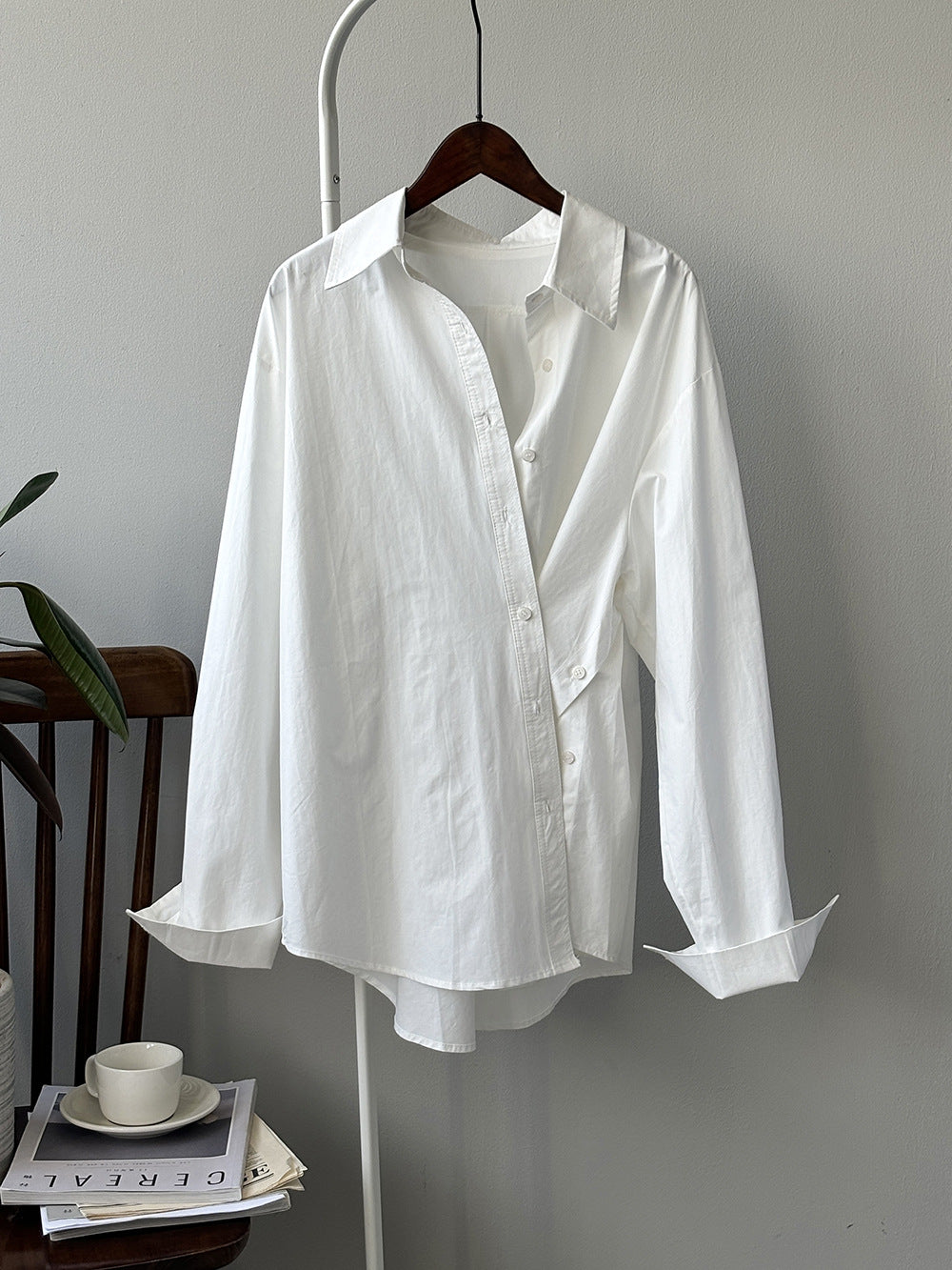 Split Fork Diagonal Button Shirt RH012947