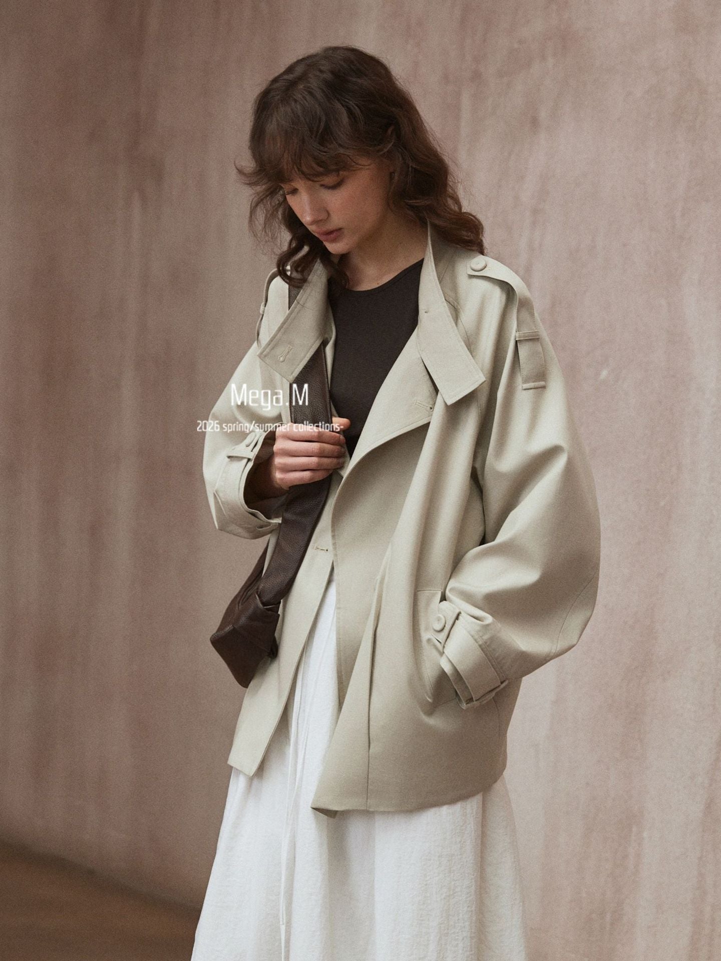 Mag dream, stand-up collar silhouette jacket women's clothing 2026 spring new Korean version versatile French retro long-sleeved jacket