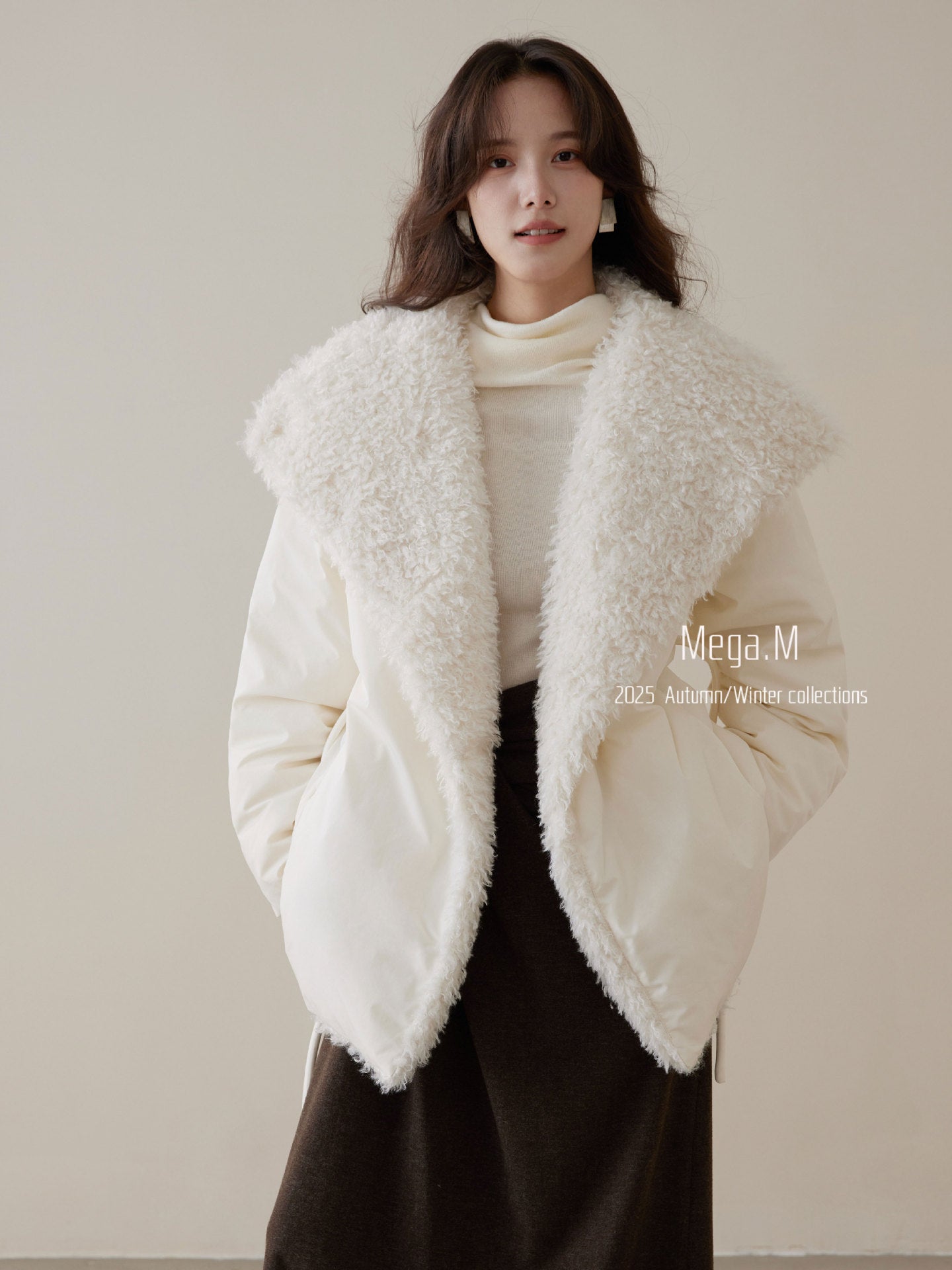 Mag Dream Thirteen Lines Minimalist 90 White Duck Down Modern Fluffy Retro Niche Jacket Wool Lapel Down Jacket
