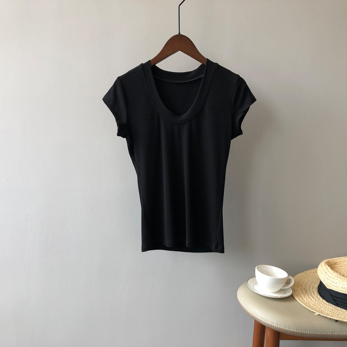 Solid Color Stretch T-shirt RH012956