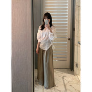 Linen Pleated Wide-Leg Pants R31146