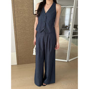 V-neck Vest & Wide-leg Pants Set R31114