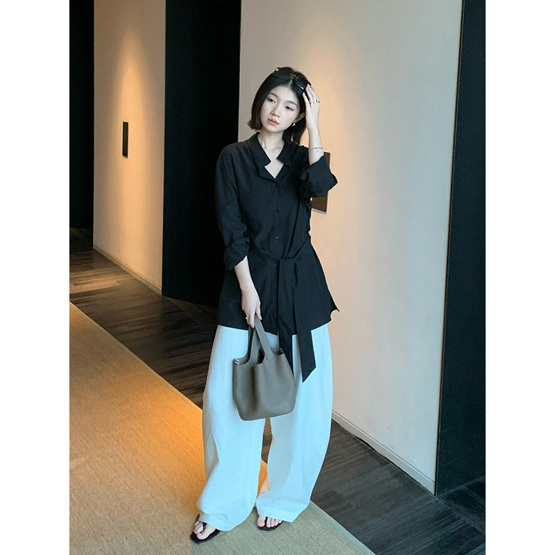 Belted Lapel Tencel Shirt R31163