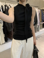 Side Tie Simple Tencel Knit Top R31161