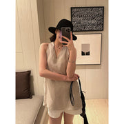 Linen V-neck Sleeveless Top R31110