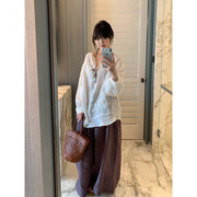 Embroidered Beaded V-neck Linen Top R31102