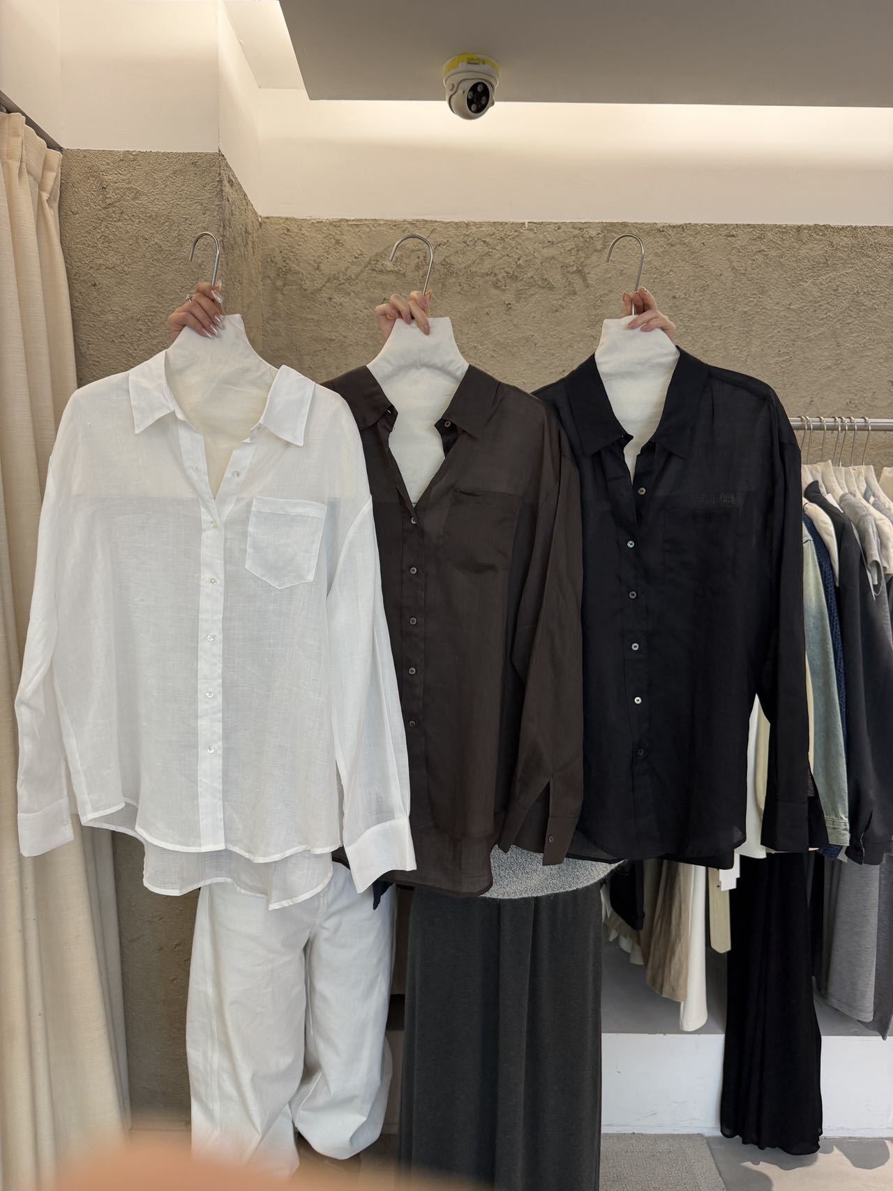 Ramie Lapel Long Sleeve Shirt R31153