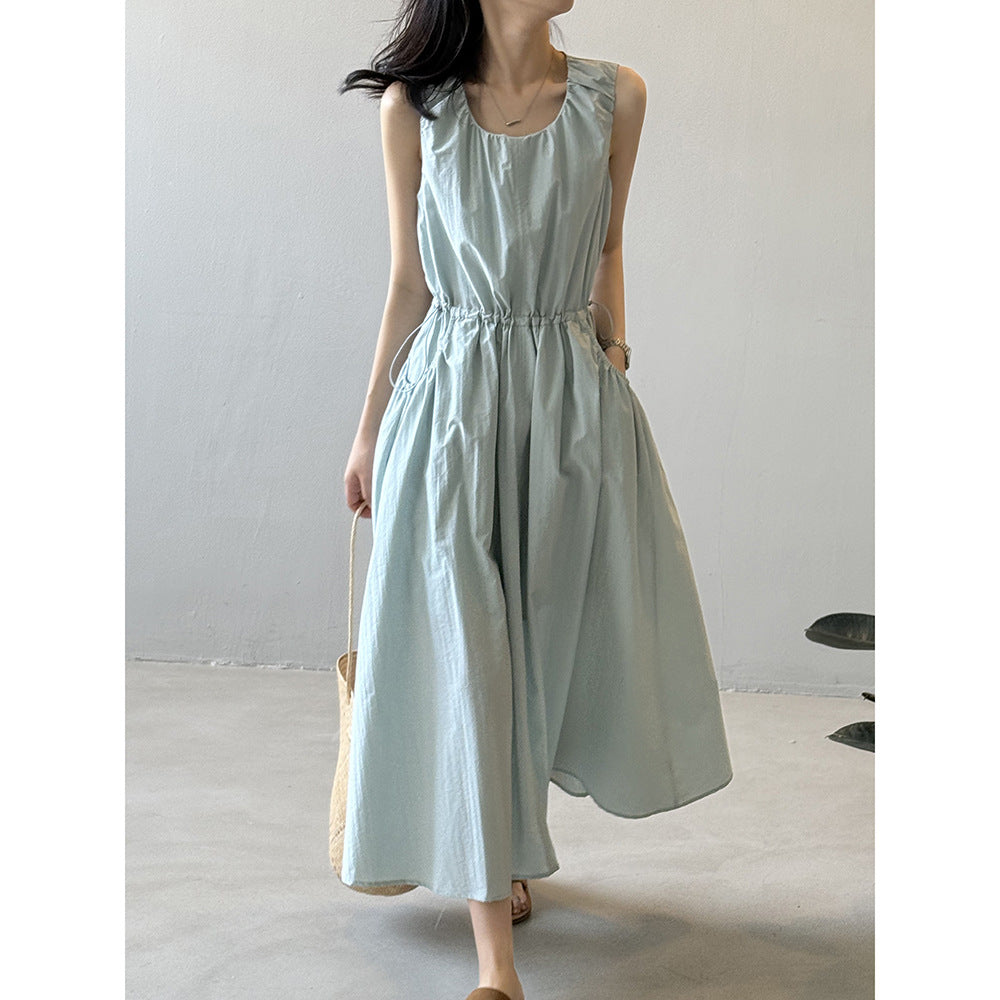 Crew Neck Drawstring Dress RH013012