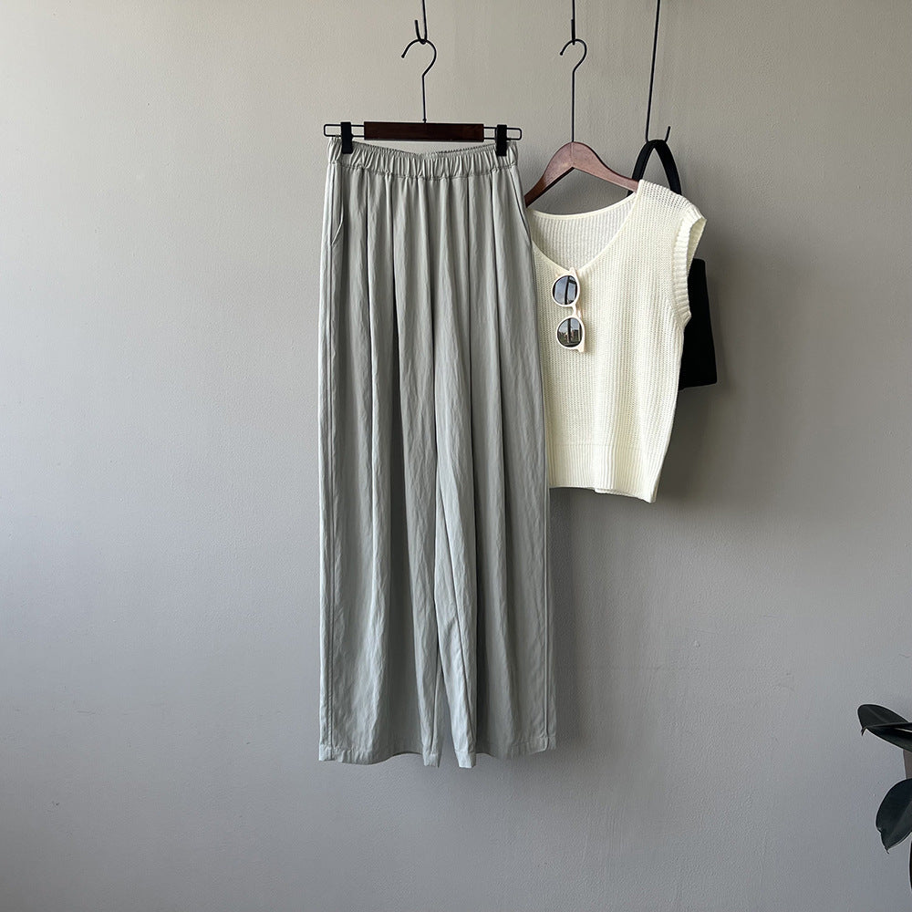 Elastic Waist Straight Trousers RH012979