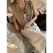 Retro Linen Vest Top R31186