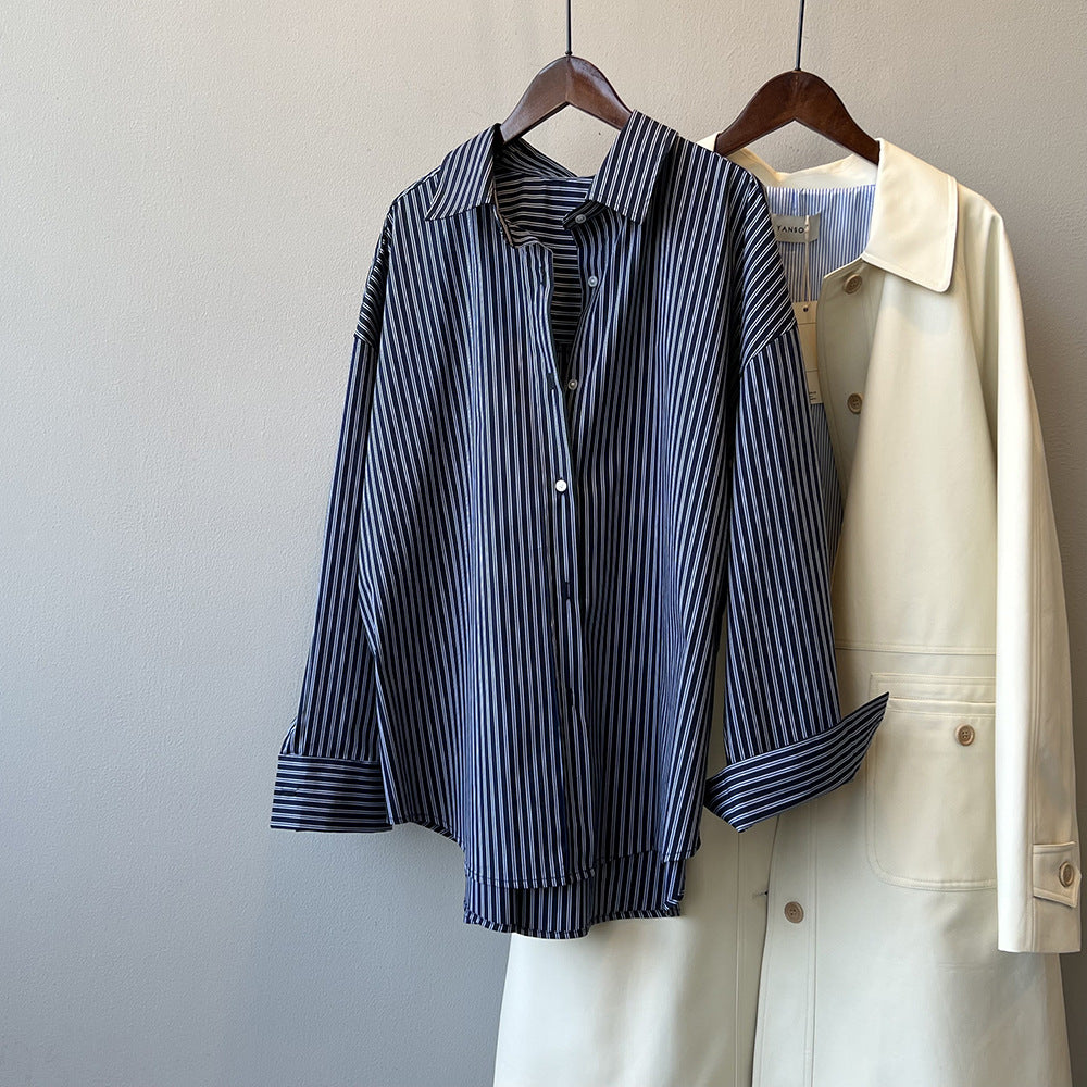 Vintage Striped Shirt Women RH012958