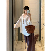 Embroidered Beaded V-neck Linen Top R31102