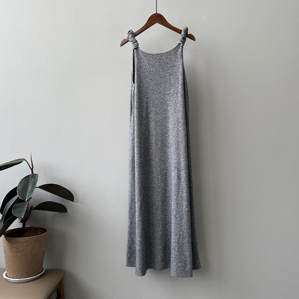 U-neck Knitted Suspender Skirt RH013000