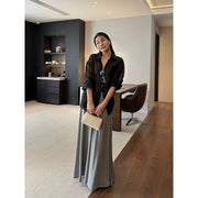 Ramie Lapel Long Sleeve Shirt R31153