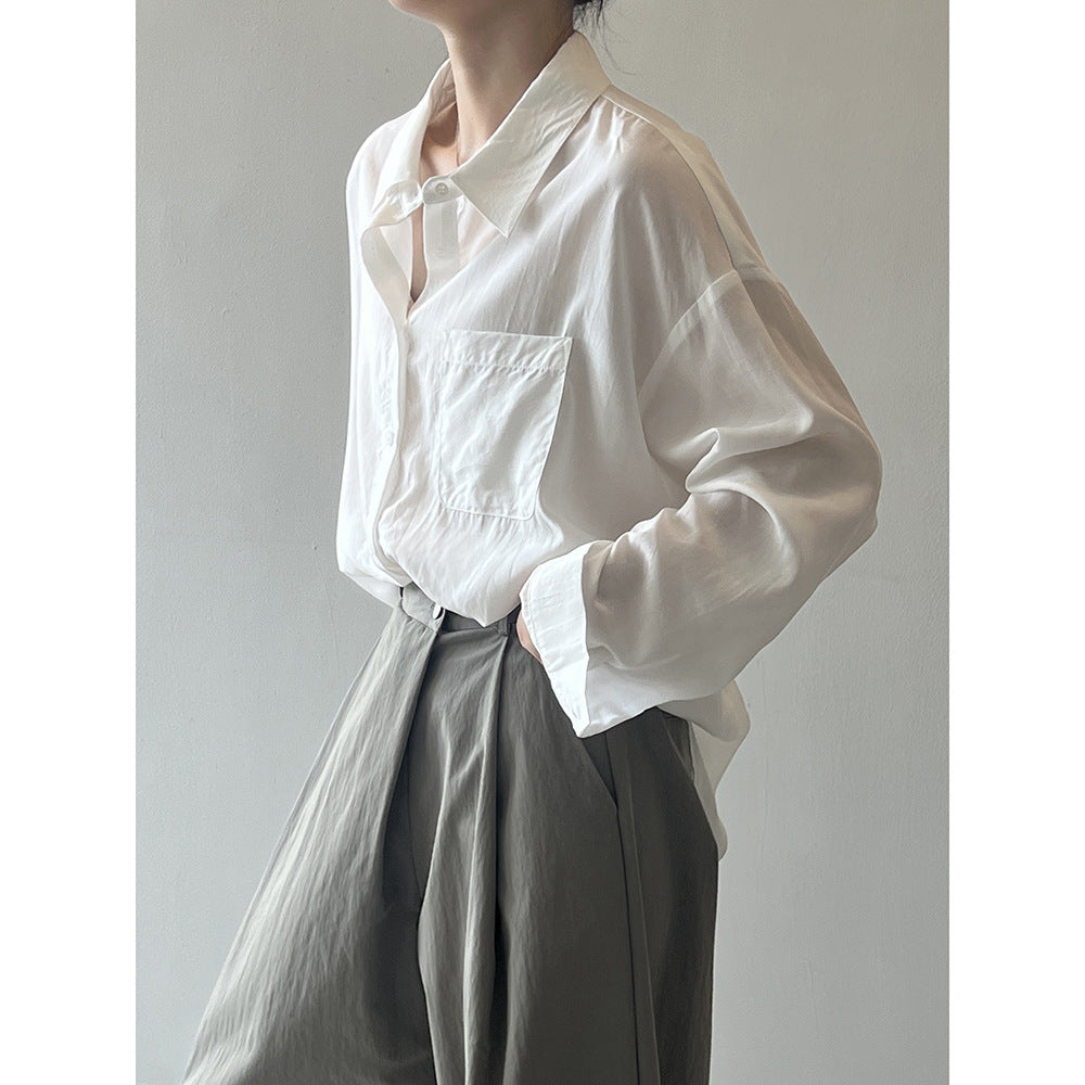 Tencel Shirt Long Sleeve Top RH012987