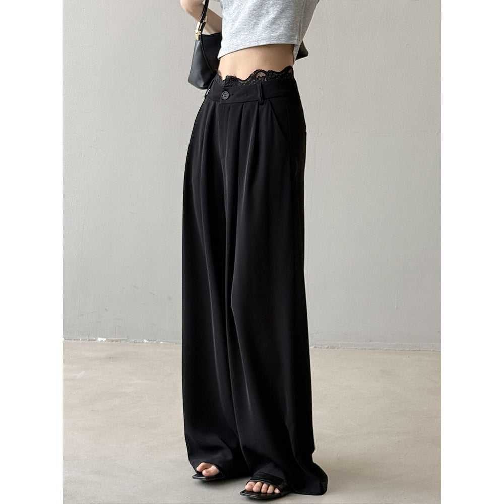 Drape Lace Wide-leg Suit Pants RH012996