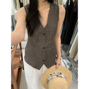 Linen Striped Vest R31118