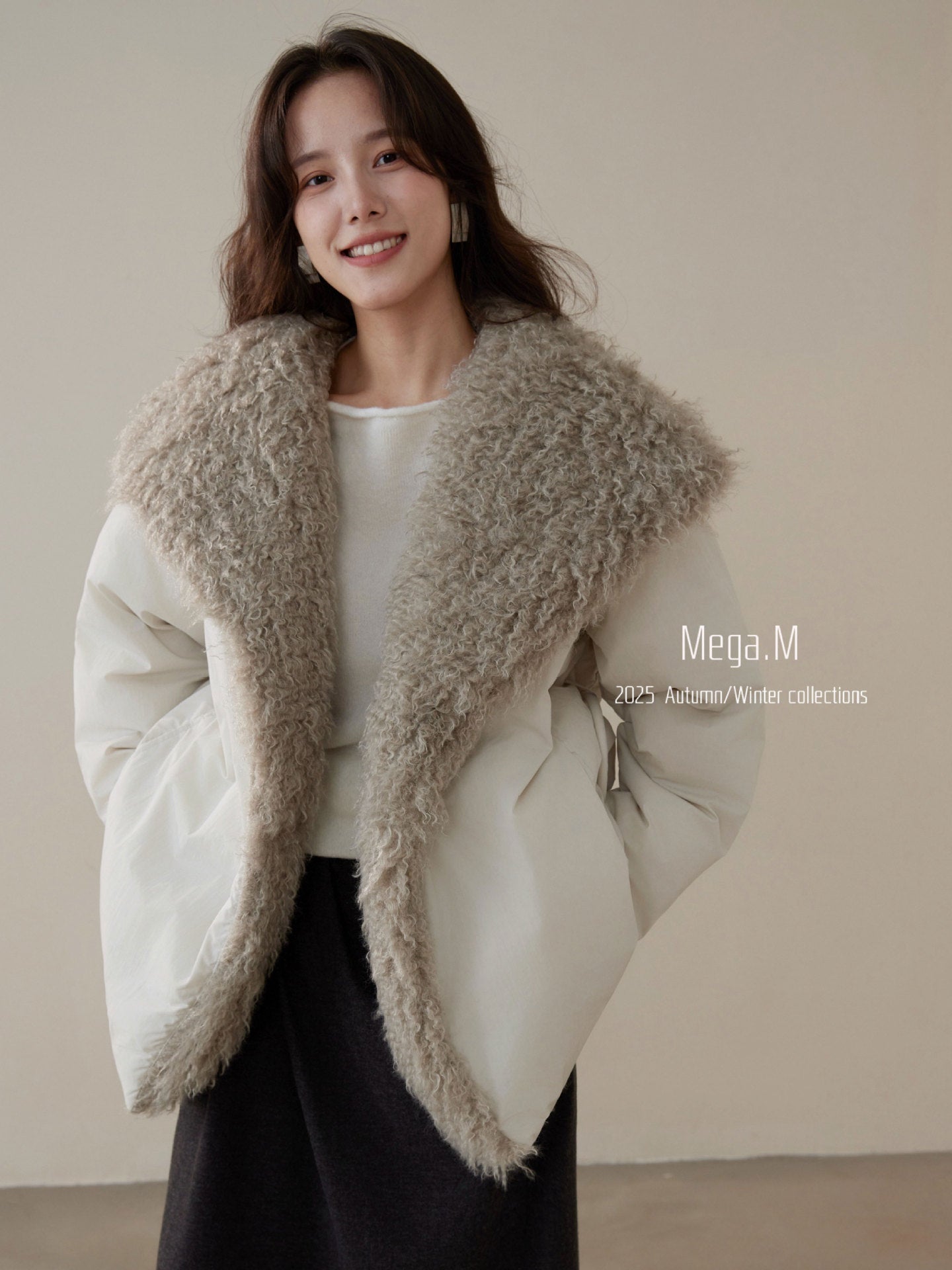 Mag Dream Thirteen Lines Minimalist 90 White Duck Down Modern Fluffy Retro Niche Jacket Wool Lapel Down Jacket