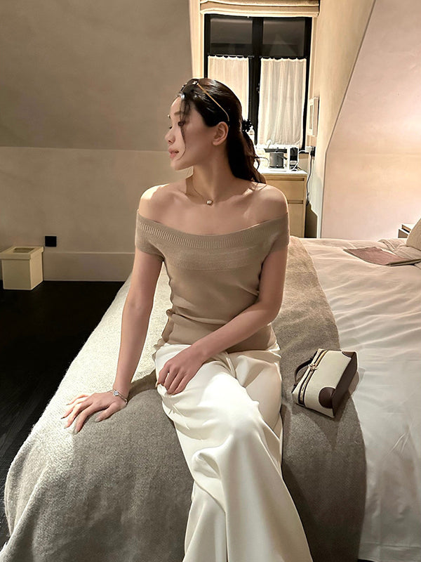 Off-shoulder Knit Top R31112