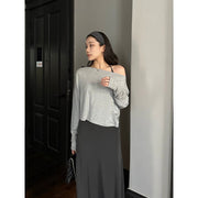 Asymmetrical Long Sleeve Top & Slip Dress Set R31181