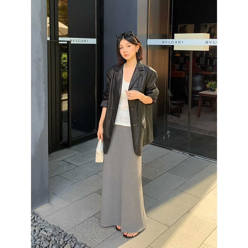 Matte PU Leather Blazer R31134